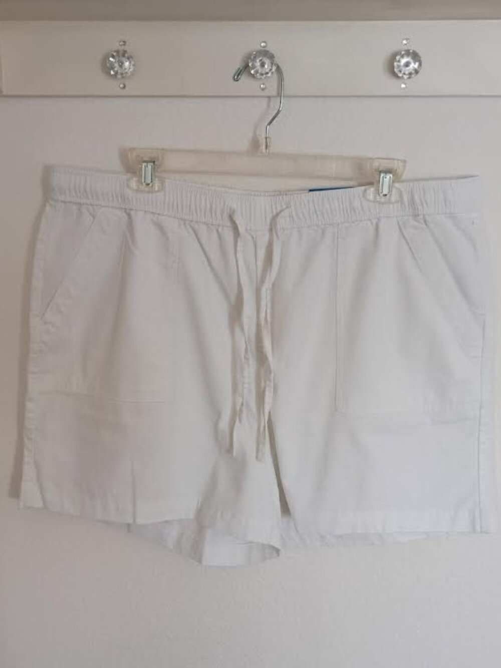 STYLE & CO WOMEN'S SHORTS WHITE ELASTIC TIE WAIST POCKETS COASTAL COMFORT XL